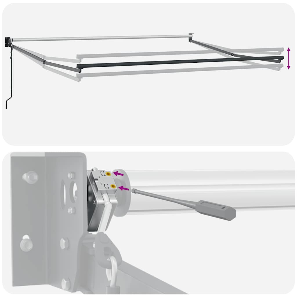 Tenda da Sole Antracite e Bianca 3x2,5 m Tessuto e Alluminio