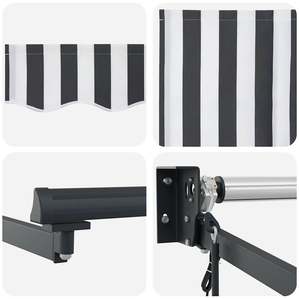 Tenda da Sole Antracite e Bianca 3x2,5 m Tessuto e Alluminio