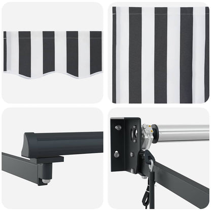 Tenda da Sole Antracite e Bianca 3x2,5 m Tessuto e Alluminio