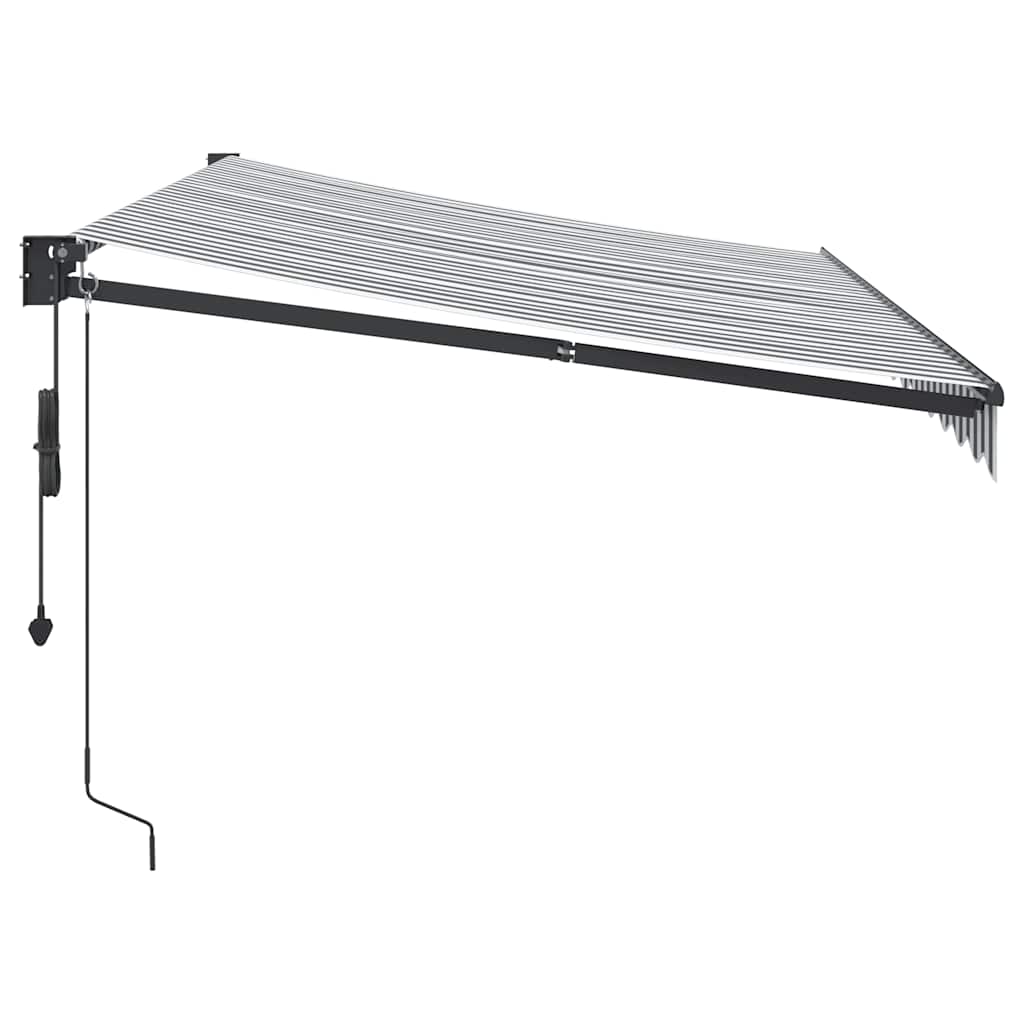 Tenda Retrattile Antracite e Bianca 3,5x2,5m Tessuto/Alluminio