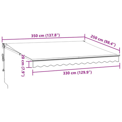 Tenda Retrattile Antracite e Bianca 3,5x2,5m Tessuto/Alluminio
