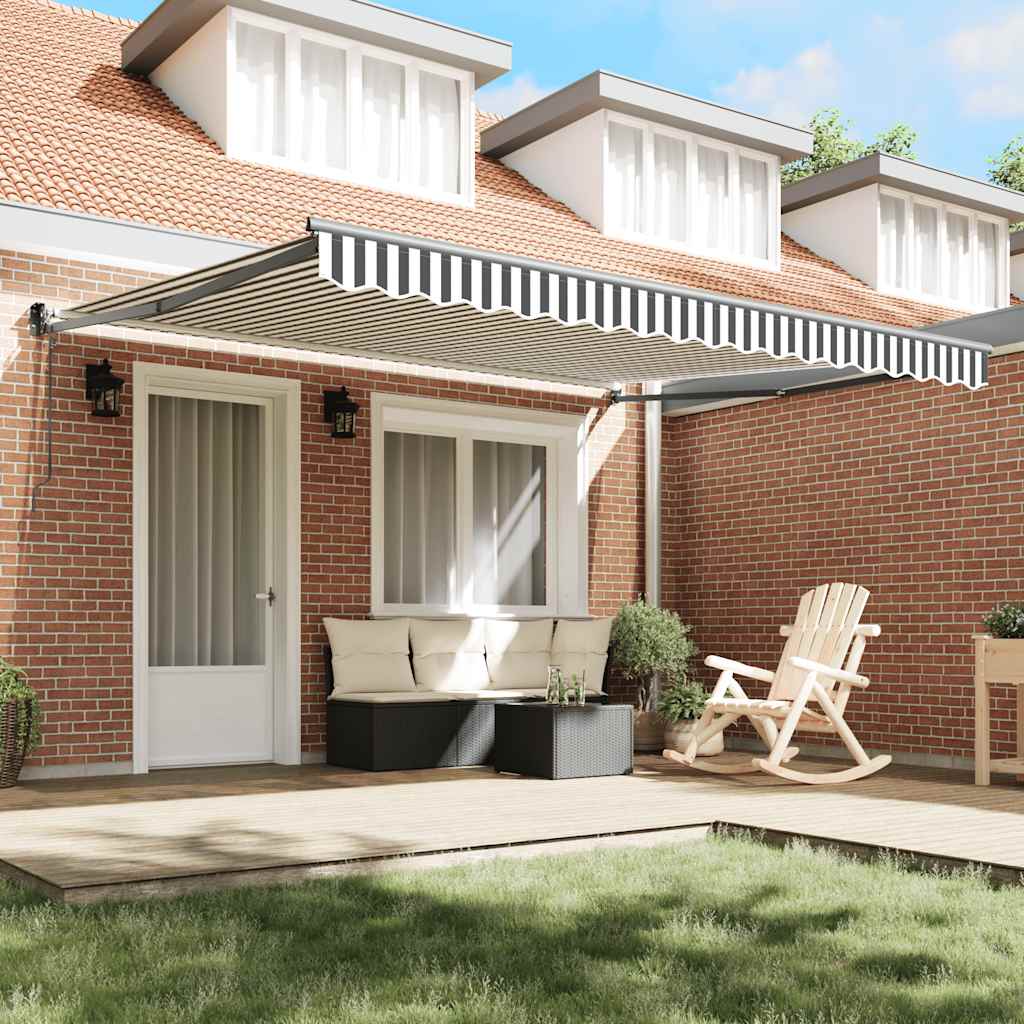 Tenda Retrattile Antracite e Bianca 4x3 m Tessuto e Alluminio | homemem39