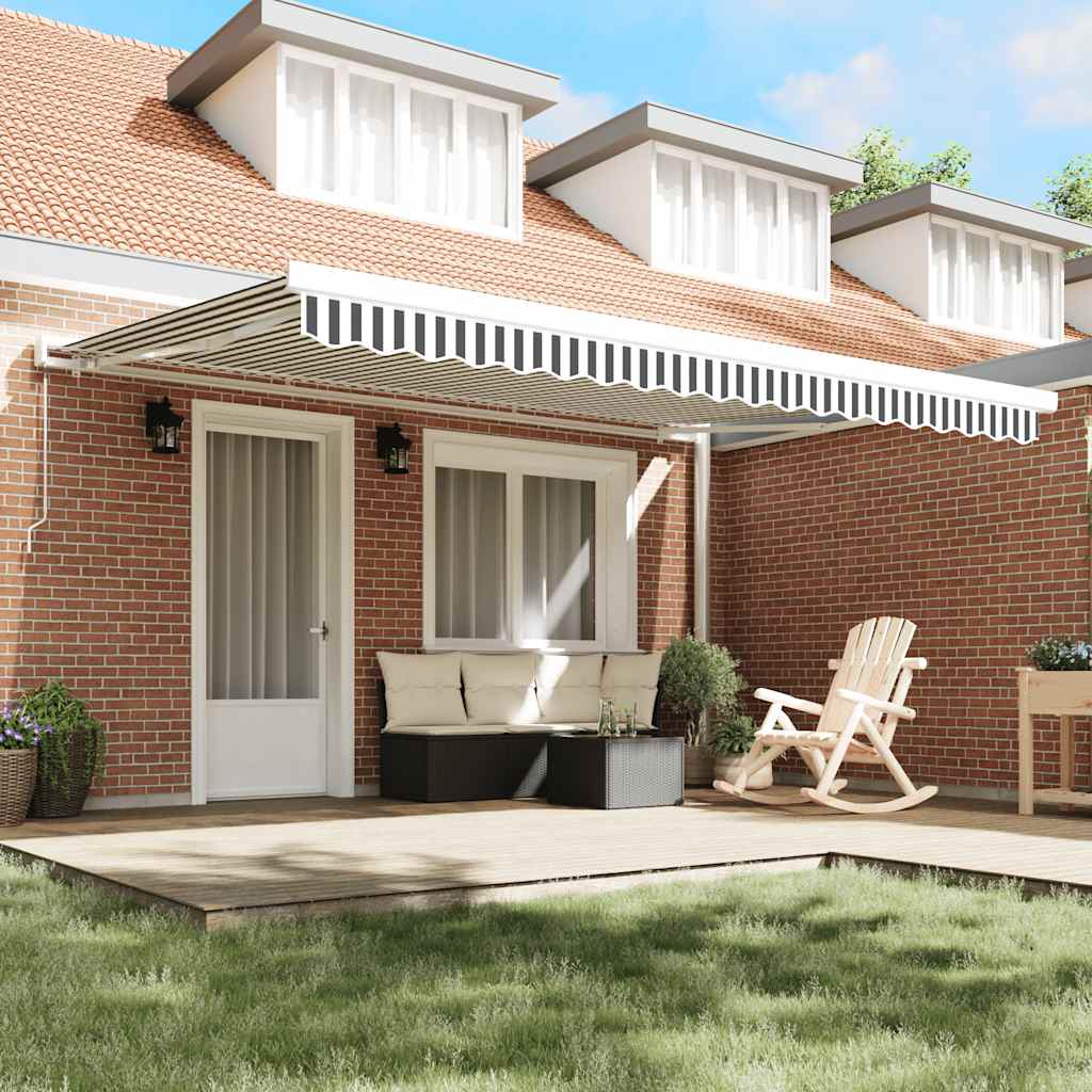 Tenda Retrattile Antracite e Bianca 4,5x3 m Tessuto e Alluminio | homemem39