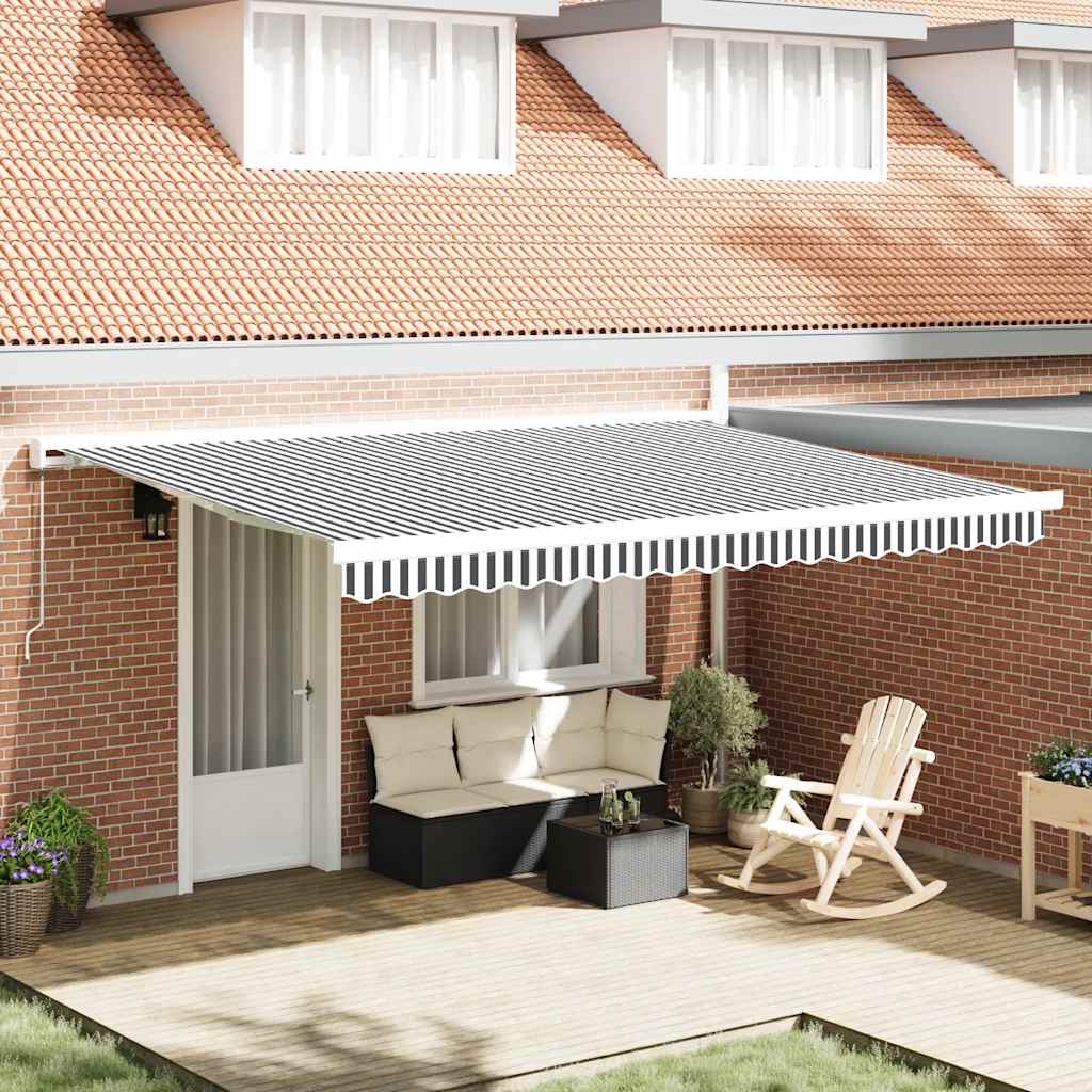 Tenda Retrattile Antracite e Bianca 4,5x3 m Tessuto e Alluminio | homemem39