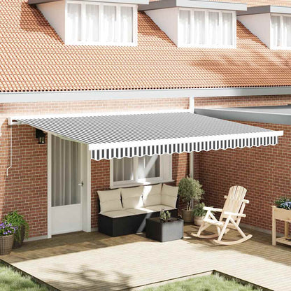 Tenda Retrattile Antracite e Bianca 4,5x3 m Tessuto e Alluminio | homemem39