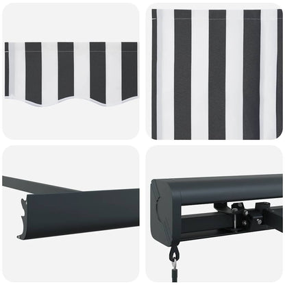 Tenda da Sole Antracite e Bianca 3x2,5 m Tessuto e Alluminio