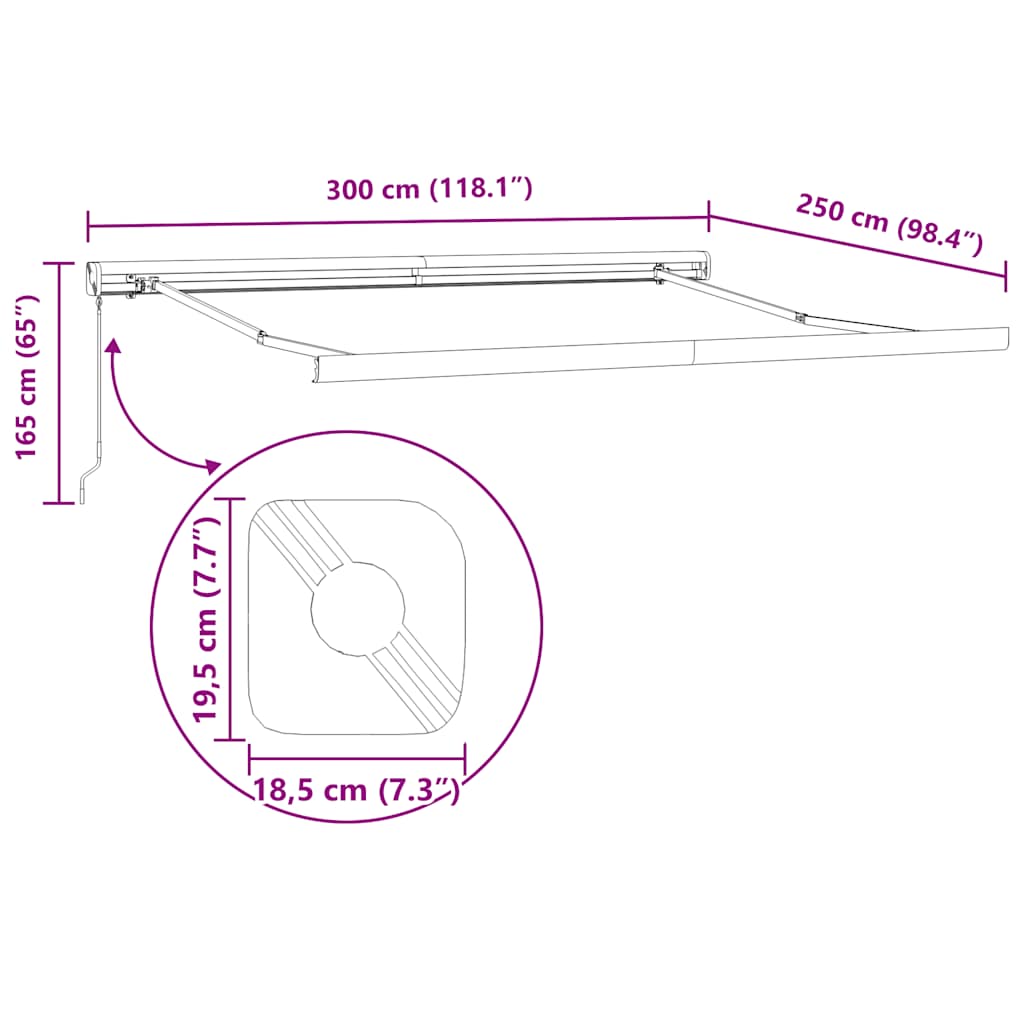 Tenda da Sole Antracite e Bianca 3x2,5 m Tessuto e Alluminio
