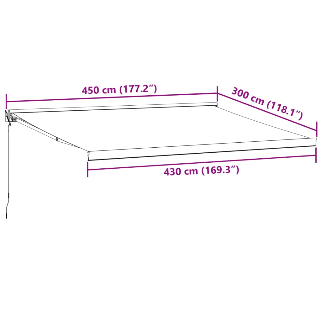 Tenda Retrattile Antracite e Bianca 4,5x3 m Tessuto e Alluminio - homemem39