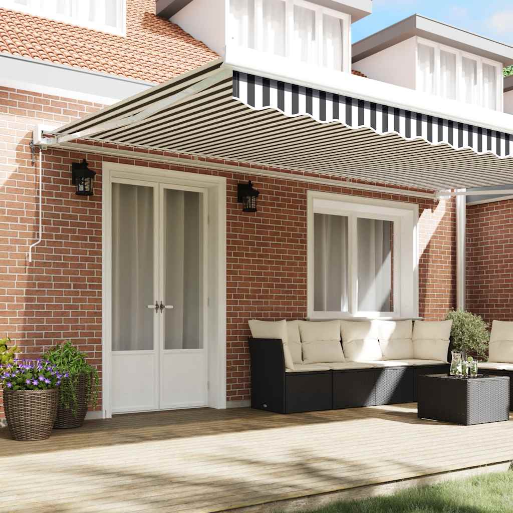 Tenda Retrattile Antracite e Bianca 5x3 m Tessuto e Alluminio | homemem39