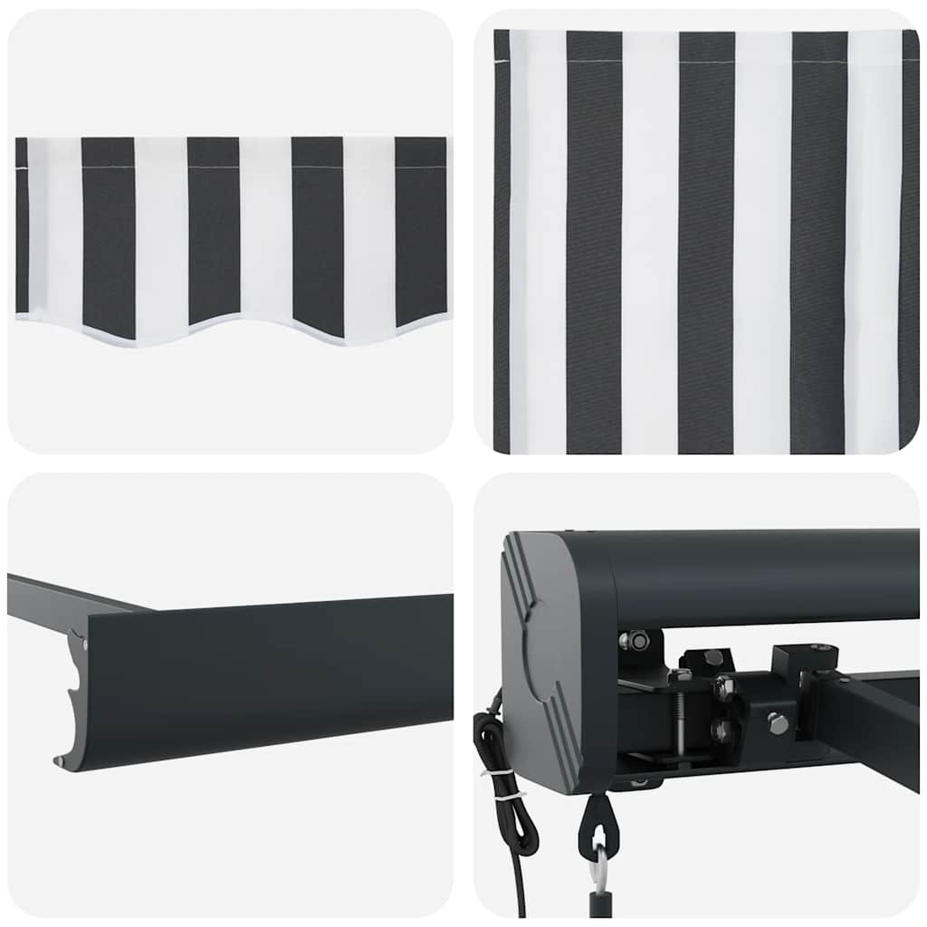 Tenda da Sole Antracite e Bianca 3x2,5 m Tessuto e Alluminio