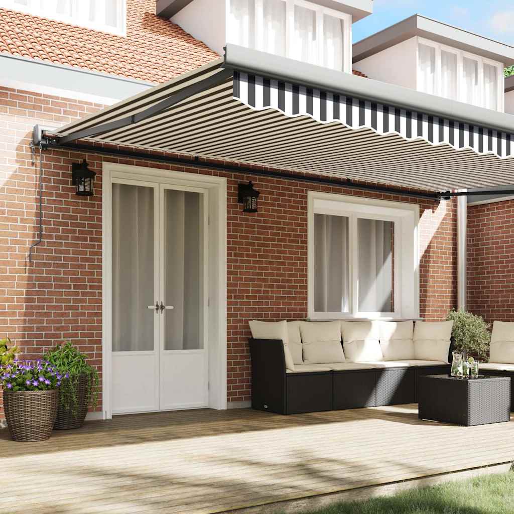 Tenda Retrattile Antracite e Bianca 5x3 m Tessuto e Alluminio | homemem39