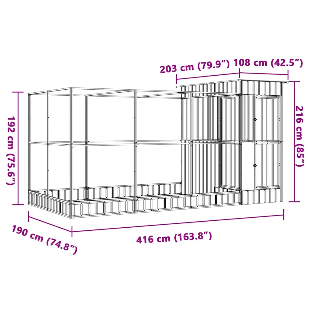 Voliera con Estensione Argento 416x203x216 cm Acciaio | homemem39
