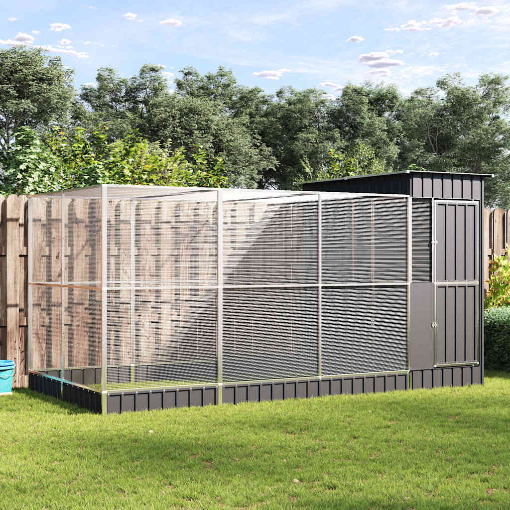 Voliera con Estensione Argento 416x203x216 cm Acciaio | homemem39