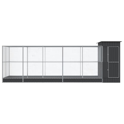 Voliera con Estensione Argento 623x203x216 cm in Acciaio | homemem39