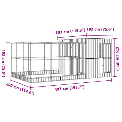 Voliera con Estensione Argento 497x303x216 cm in Acciaio | homemem39