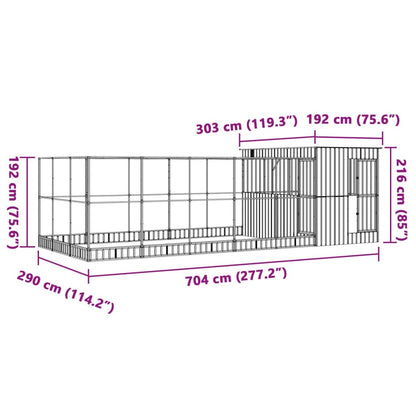 Voliera con Estensione Argento 704x303x216 cm in Acciaio | homemem39