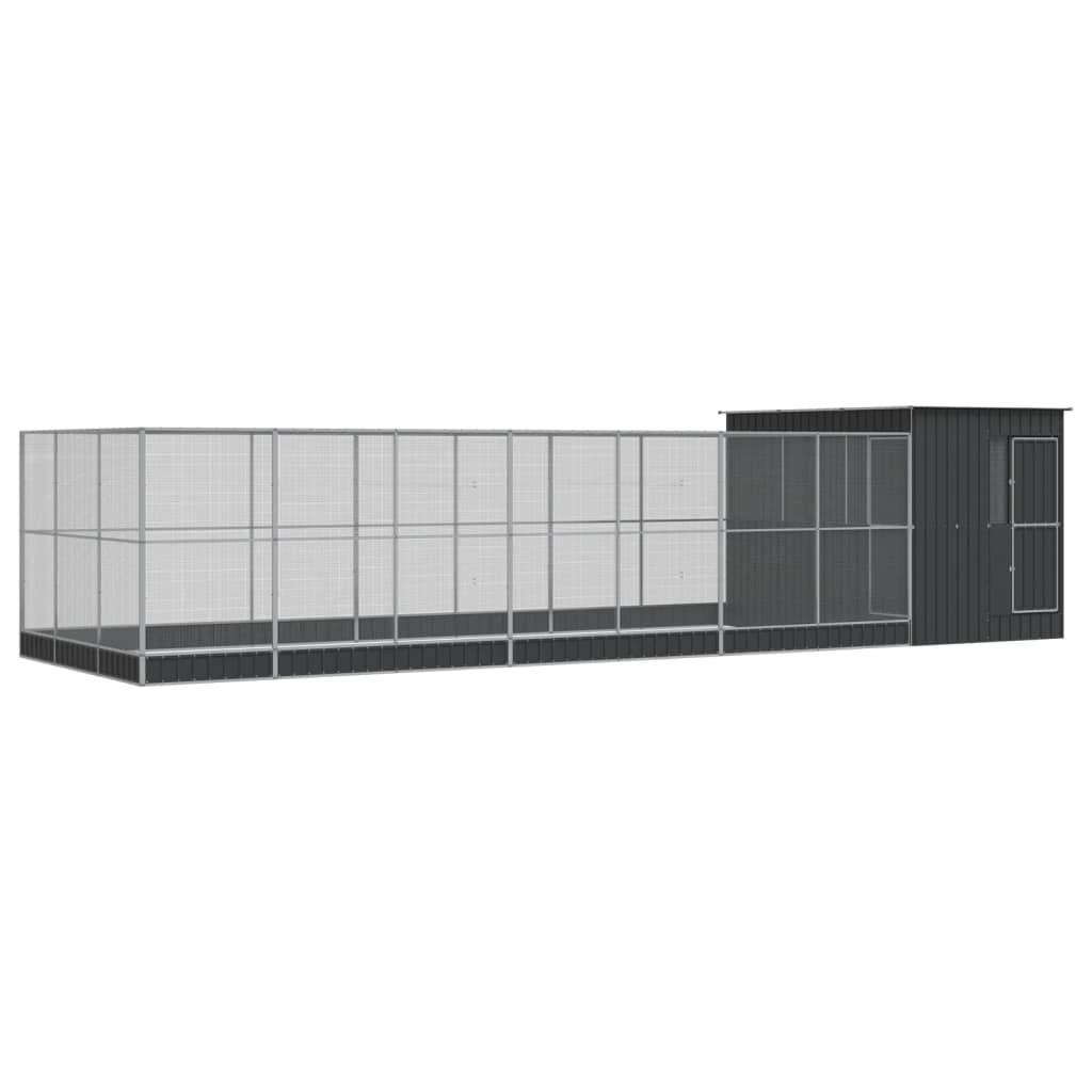 Voliera con Estensione Argento 911x303x216 cm in Acciaio | homemem39