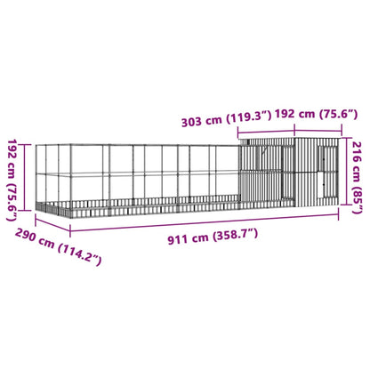 Voliera con Estensione Argento 911x303x216 cm in Acciaio | homemem39