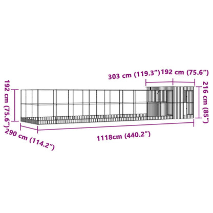 Voliera con Estensione Argento 1118x303x216 cm in Acciaio | homemem39