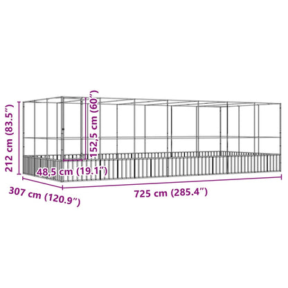 Voliera con Estensione Argento 725x307x212 cm in Acciaio | homemem39