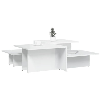 Tavolini da Salotto 2 pz Bianco Lucido in Legno Multistrato | homemem39