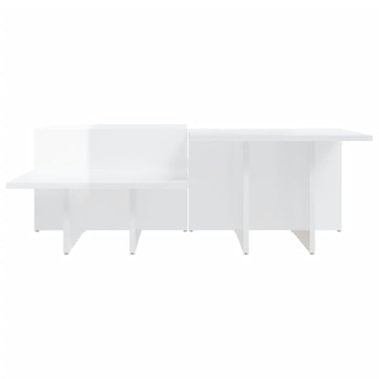 Tavolini da Salotto 2 pz Bianco Lucido in Legno Multistrato | homemem39