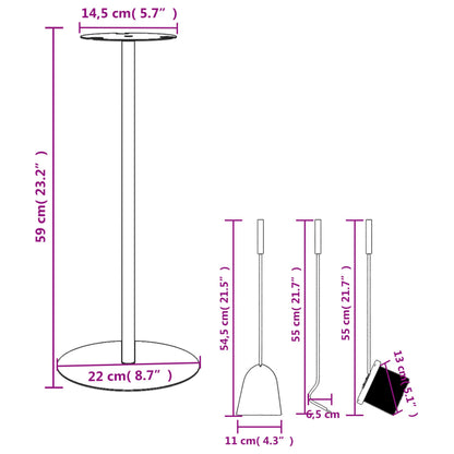 Set Attrezzi per Caminetto 4 pz 22x59 cm in Acciaio - homemem39