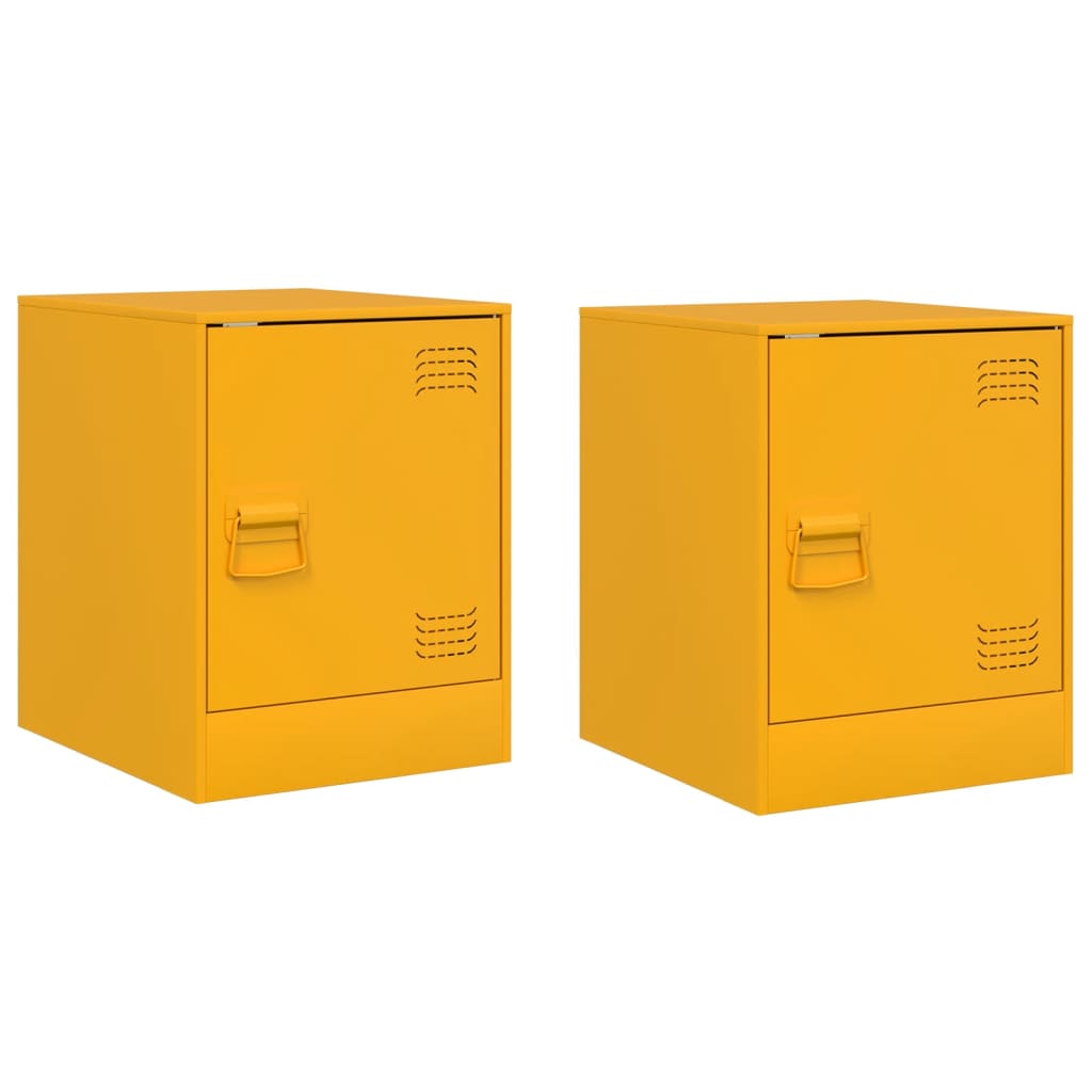 Comodini 2 pz Giallo Senape 34,5x39x44 cm in Acciaio - homemem39