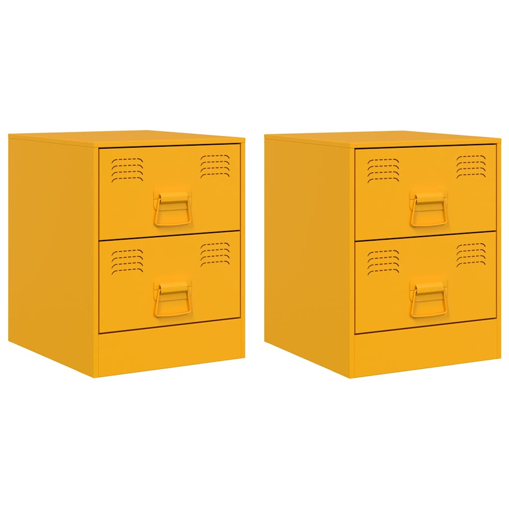 Comodini 2 pz Giallo 34,5x39x44 cm in Acciaio - homemem39
