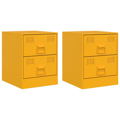Comodini 2 pz Giallo 34,5x39x44 cm in Acciaio - homemem39