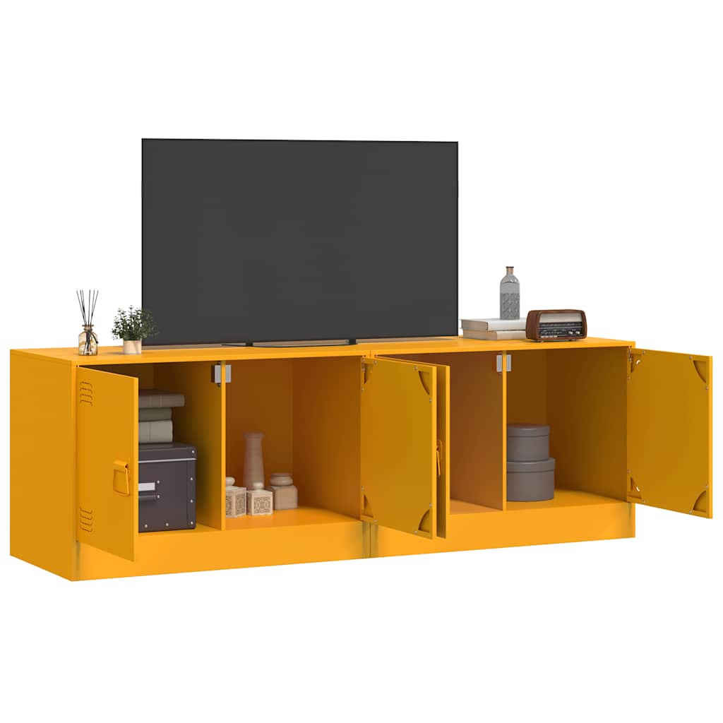 Mobili TV 2 pz Giallo Senape 67x39x44 cm in Acciaio | homemem39