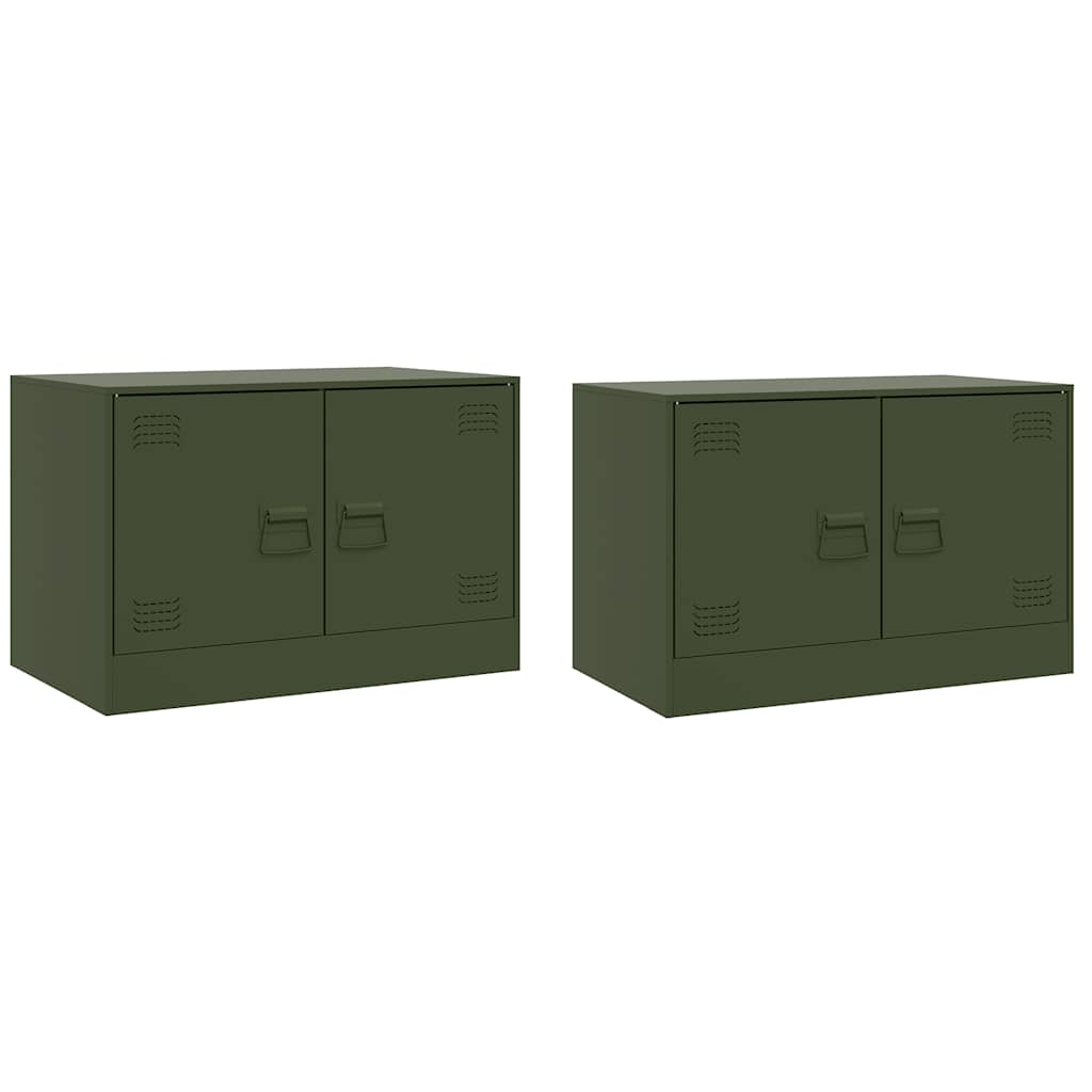 Mobili TV 2 pz Verde Oliva 67x39x44 cm in Acciaio - homemem39