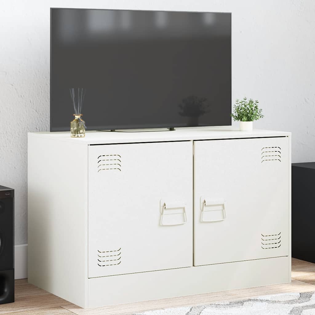 Mobile Porta TV Bianco 67x39x44 cm in Acciaio - homemem39