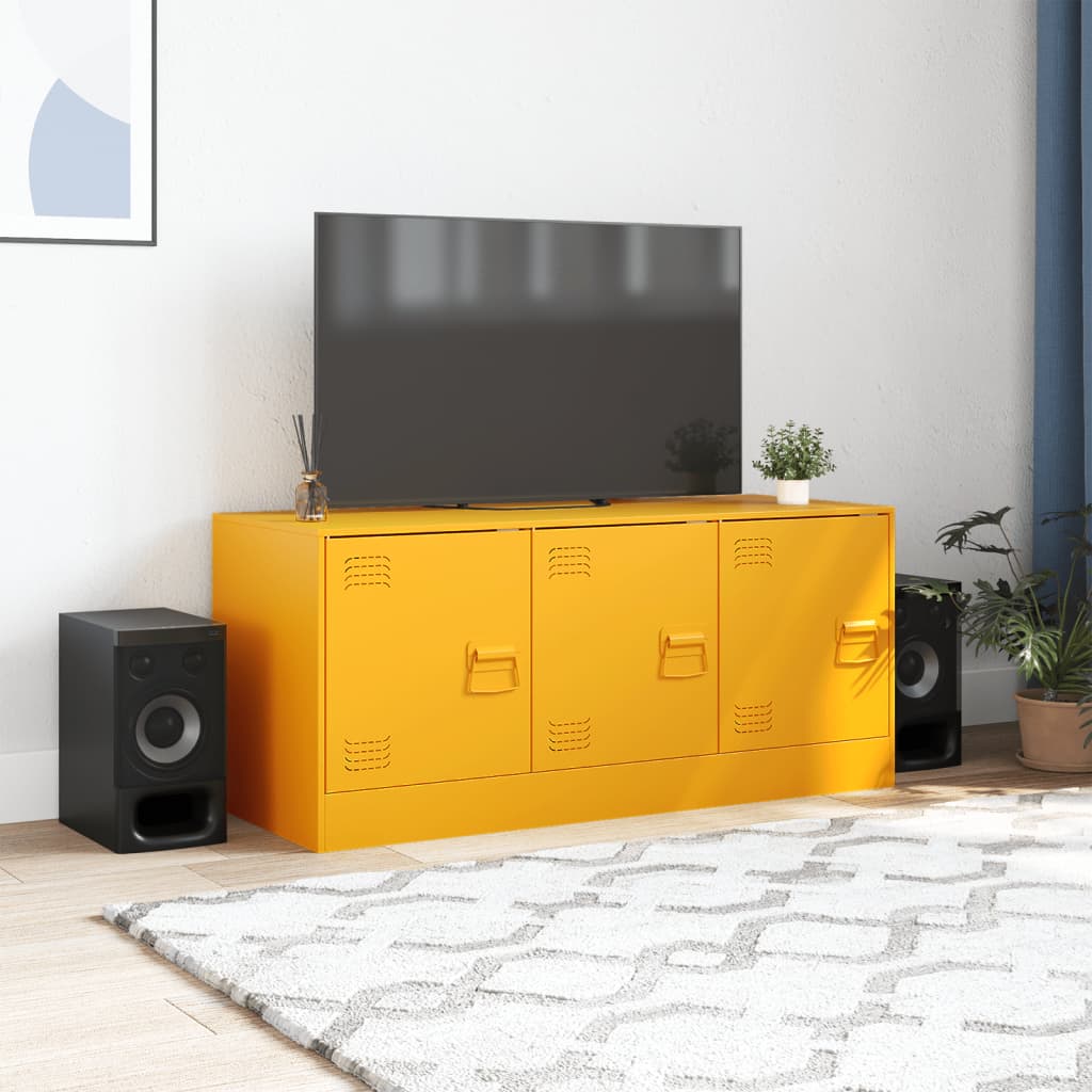 Mobile Porta TV Giallo Senape 99x39x44 cm in Acciaio - homemem39