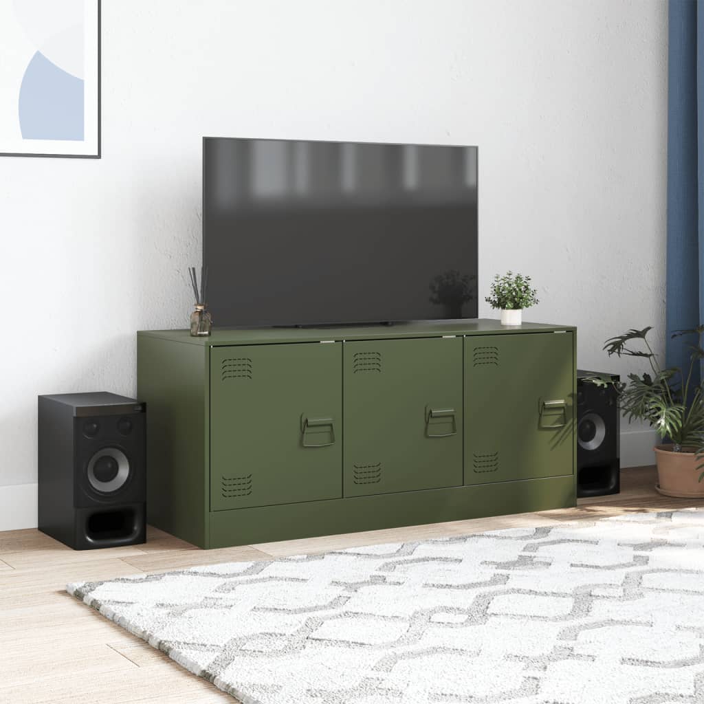 Mobile TV Verde Oliva 99x39x44 cm in Acciaio - homemem39