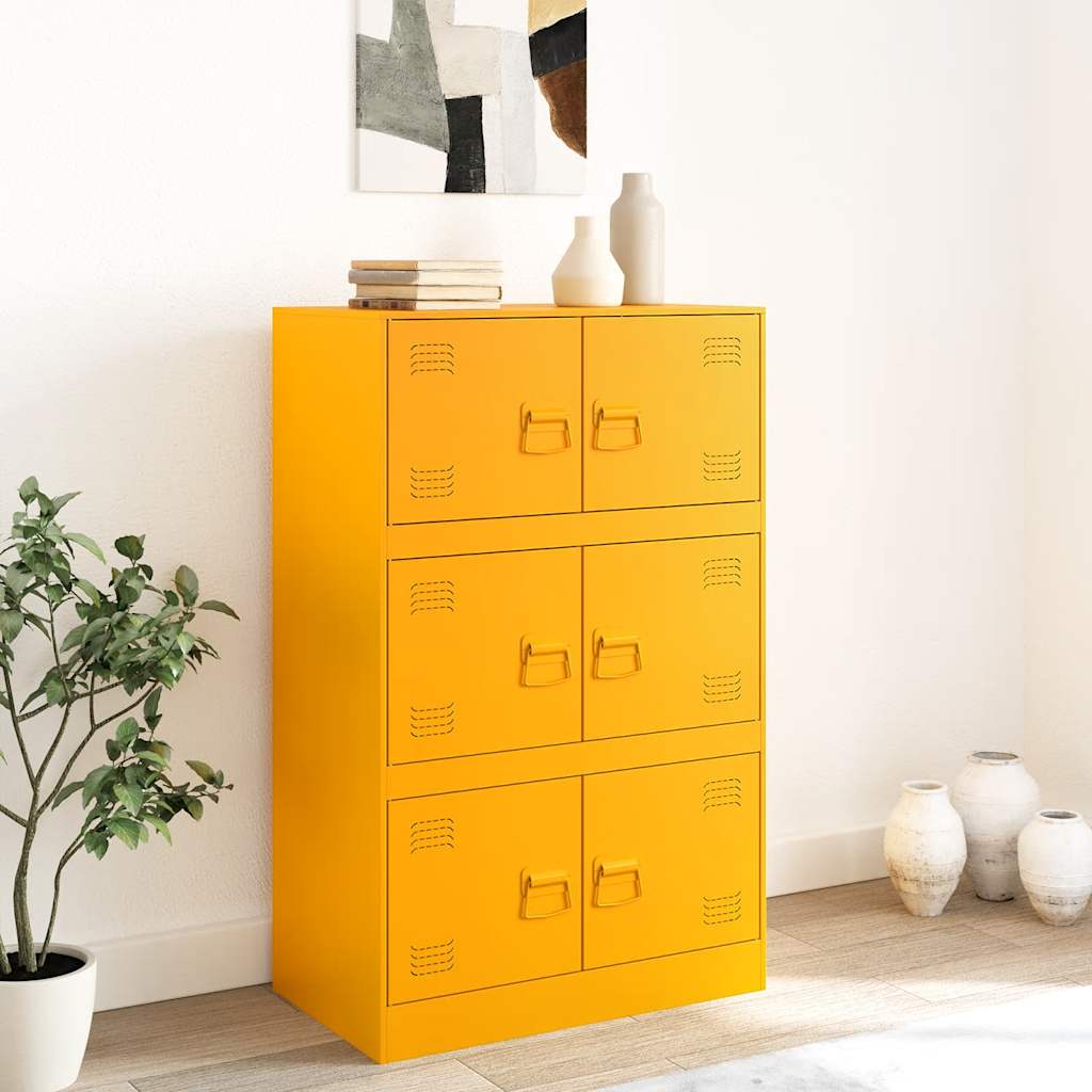 Credenza Giallo Senape 67x39x107 cm in Acciaio - homemem39