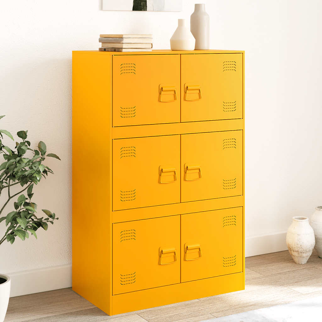 Credenza Giallo Senape 67x39x107 cm in Acciaio - homemem39