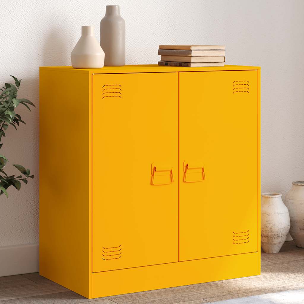 Credenza Giallo Senape 67x39x73 cm in Acciaio - homemem39