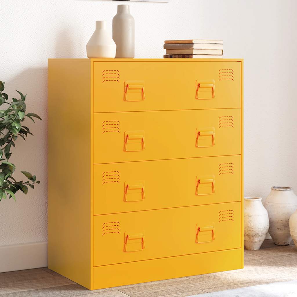 Credenza Giallo Senape 67x39x83 cm in Acciaio - homemem39