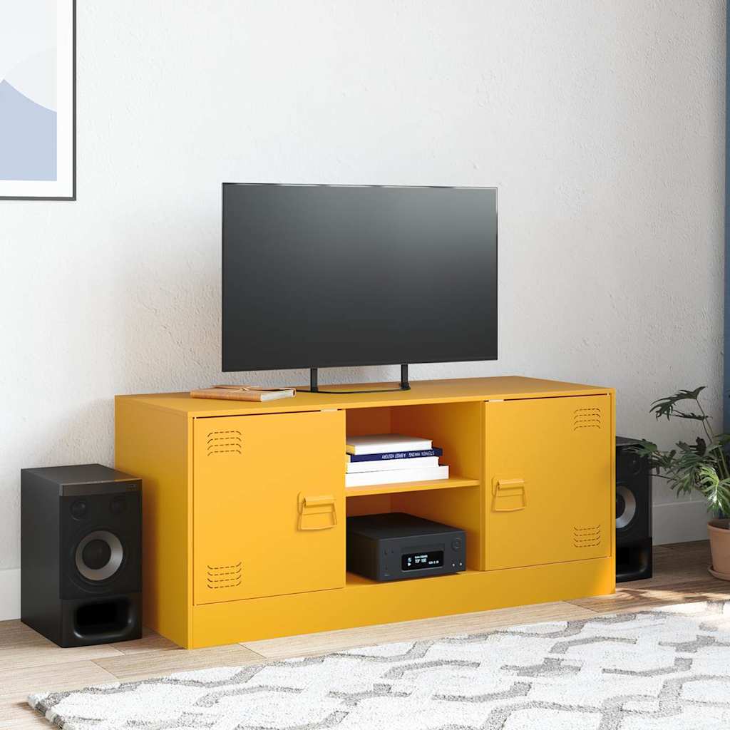 Mobile Porta TV Giallo Senape 99x39x44 cm in Acciaio - homemem39