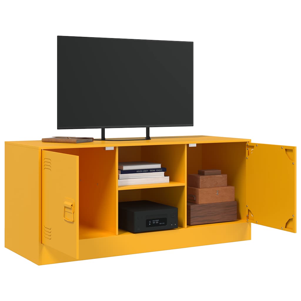 Mobile Porta TV Giallo Senape 99x39x44 cm in Acciaio - homemem39