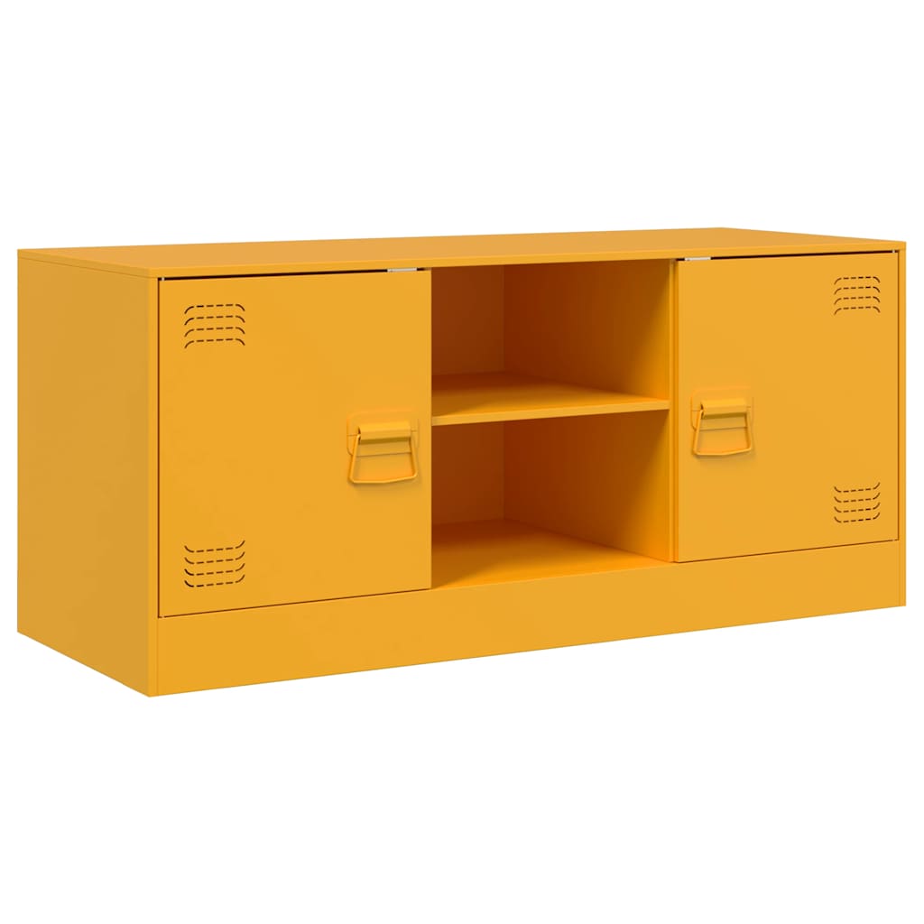 Mobile Porta TV Giallo Senape 99x39x44 cm in Acciaio - homemem39