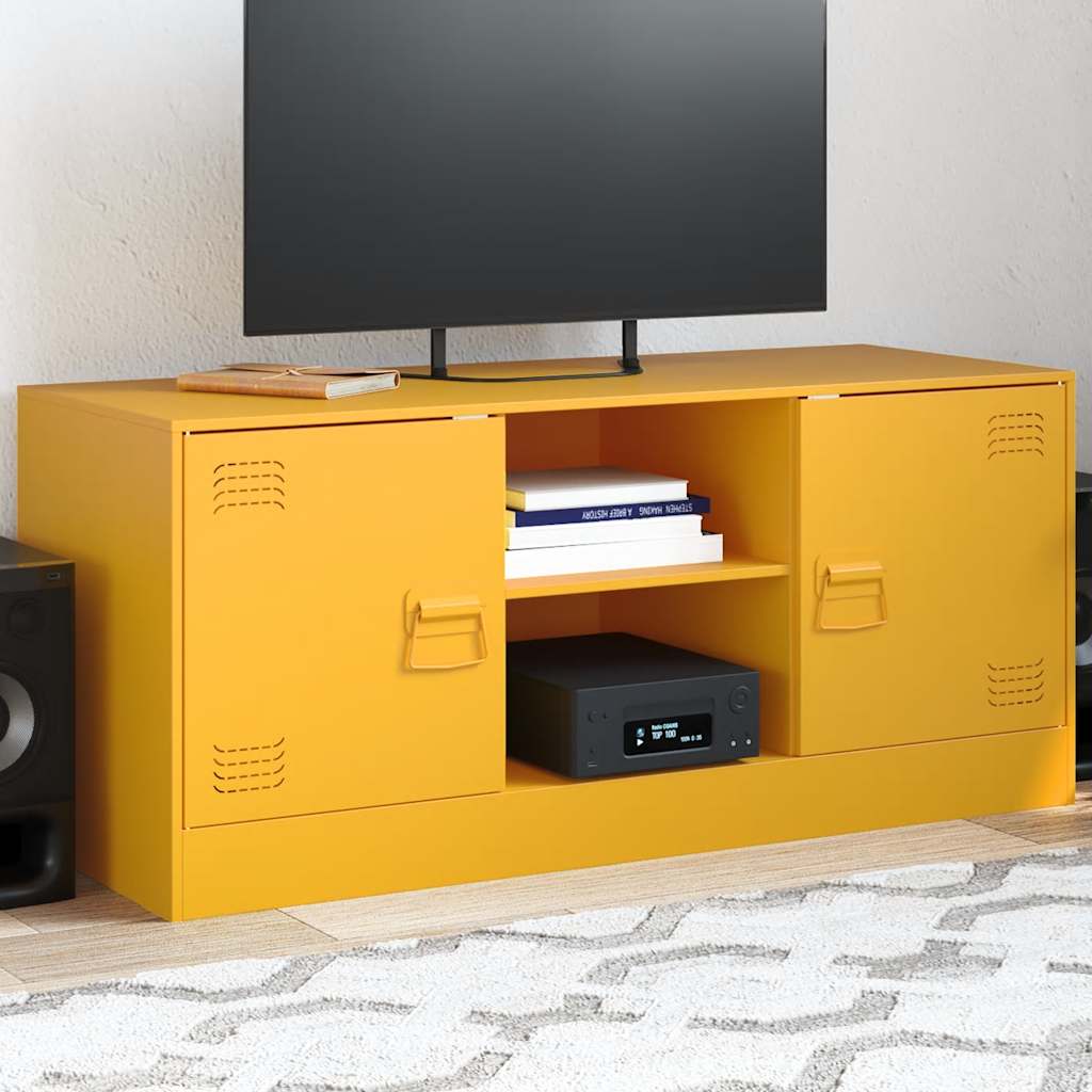 Mobile Porta TV Giallo Senape 99x39x44 cm in Acciaio | homemem39