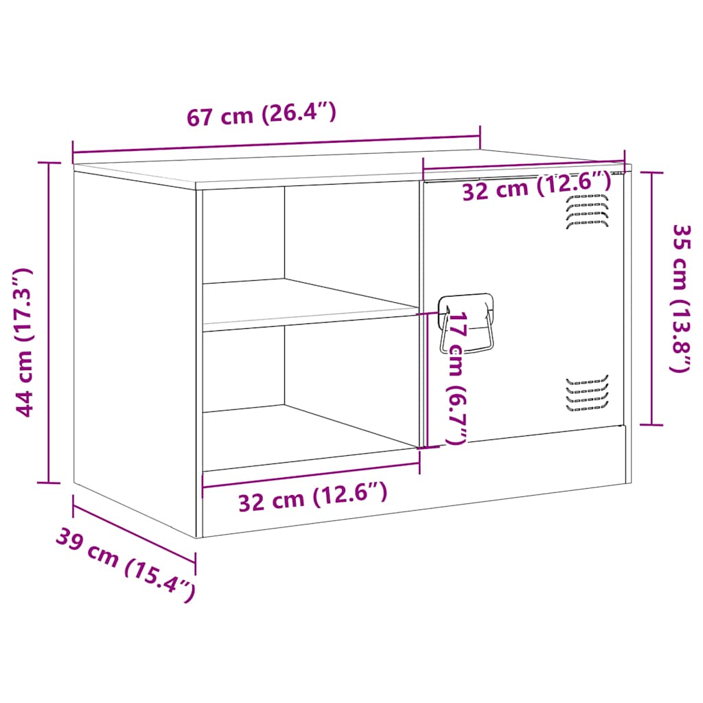 Mobile TV Nero 67x39x44 cm in Acciaio