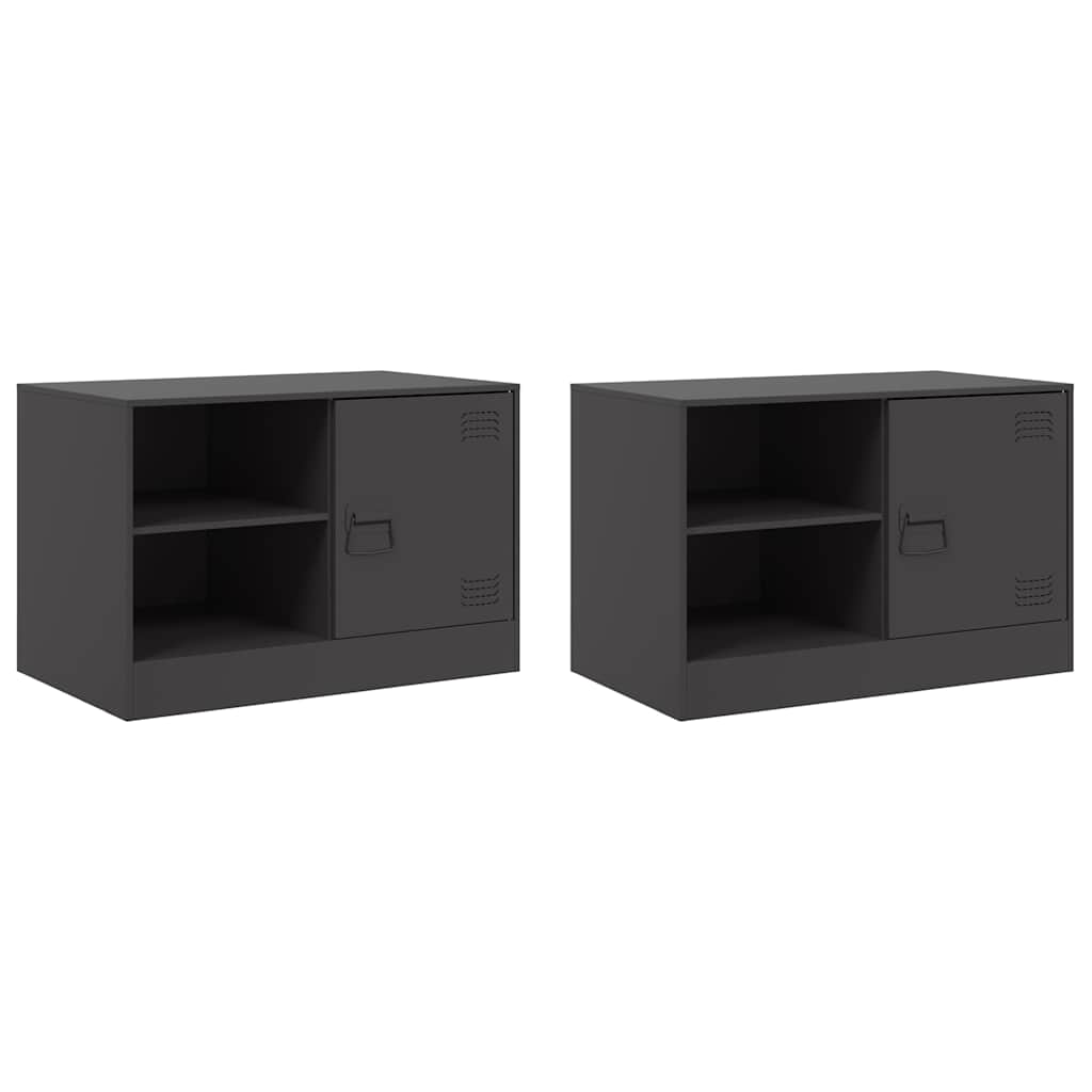 Mobili TV 2 pz Neri 67x39x44 cm in Acciaio | homemem39