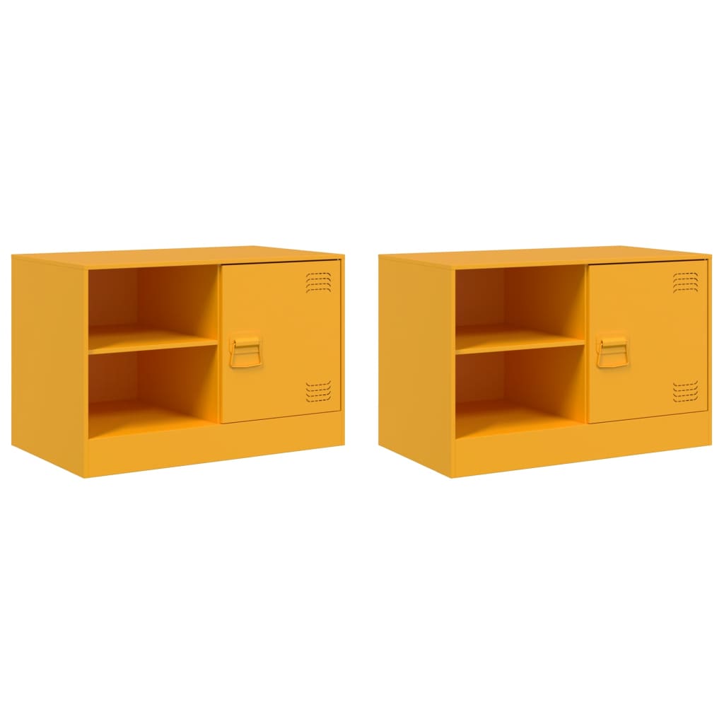 Mobili TV 2 pz Giallo Senape 67x39x44 cm in Acciaio - homemem39