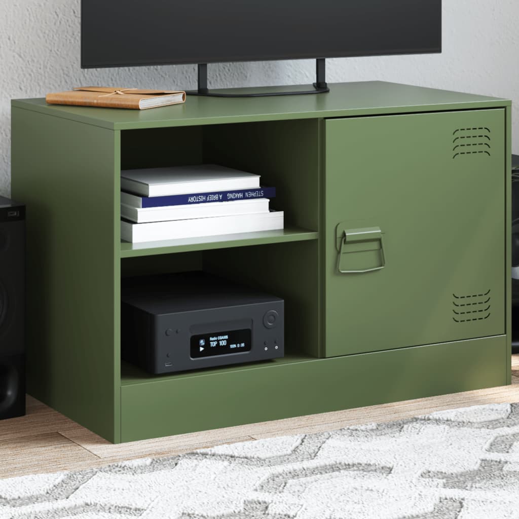 Mobile TV Verde Oliva 67x39x44 cm in Acciaio - homemem39