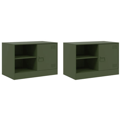 Mobili TV 2 pz Verde Oliva 67x39x44 cm in Acciaio | homemem39