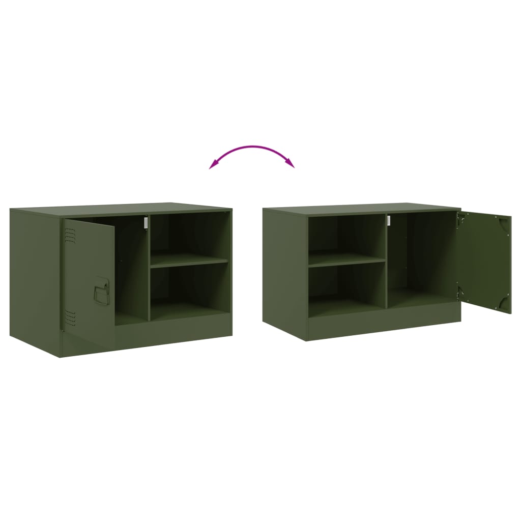 Mobili TV 2 pz Verde Oliva 67x39x44 cm in Acciaio - homemem39