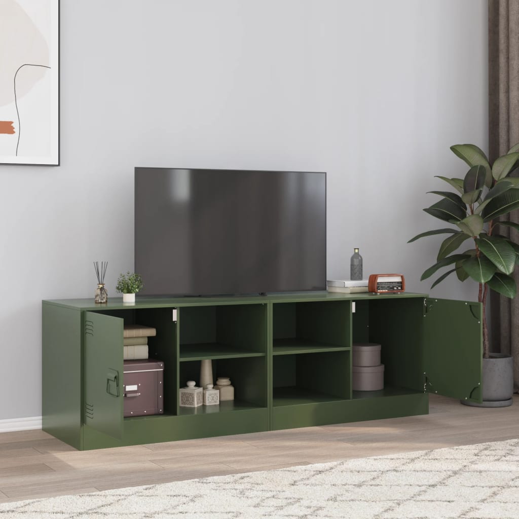 Mobili TV 2 pz Verde Oliva 67x39x44 cm in Acciaio - homemem39